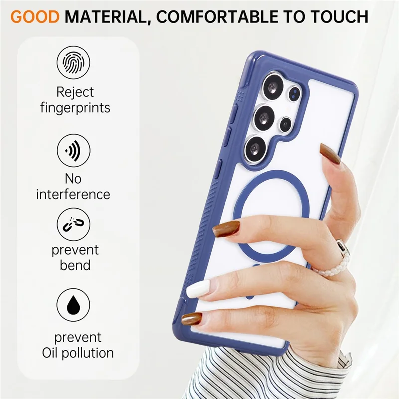 For Samsung Galaxy S25 Ultra Magnetic Case TPU + PC Transparent Protective Phone Cover - Sapphire