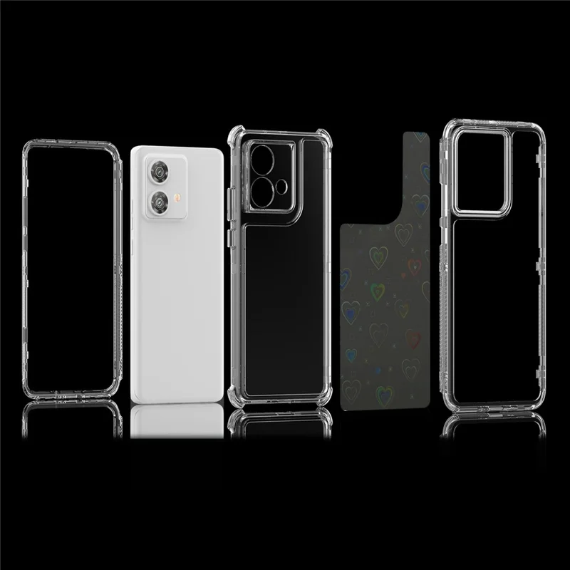For Motorola Edge 40 Neo 5G Case Precise Cutouts Acrylic TPU Clear Phone Cover with Laser-printed Film - Hearts