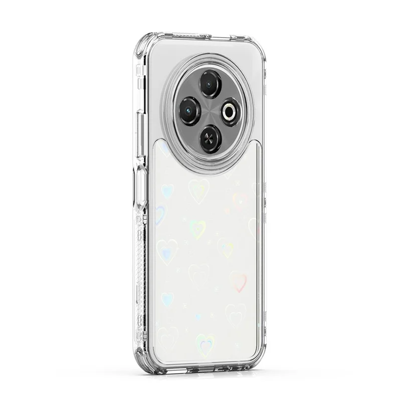 For TECNO Spark 30C 4G Case Precise Cutouts Acrylic TPU Clear Phone Cover with Laser-printed Film - Hearts