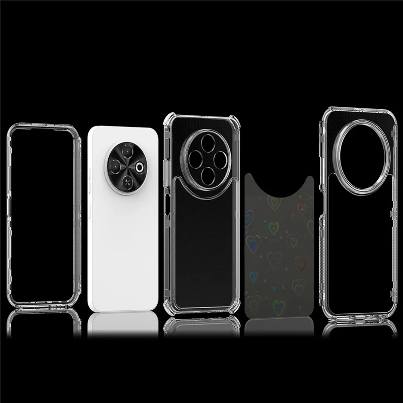 For TECNO Spark 30C 4G Case Precise Cutouts Acrylic TPU Clear Phone Cover with Laser-printed Film - Hearts