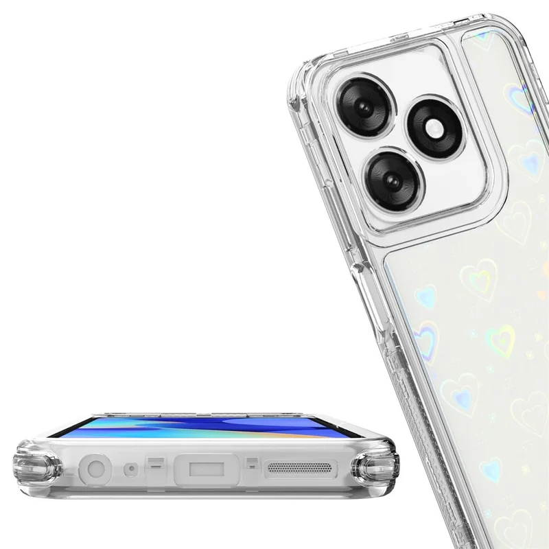 Cover per TECNO Spark 10 4G / Spark 10C 4G con Ritagli Precisi, Cover Trasparente in Acrilico TPU con Film Laser-stampato - Cuori