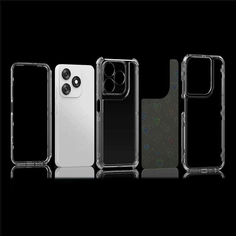 Cover per TECNO Spark 10 4G / Spark 10C 4G con Ritagli Precisi, Cover Trasparente in Acrilico TPU con Film Laser-stampato - Cuori