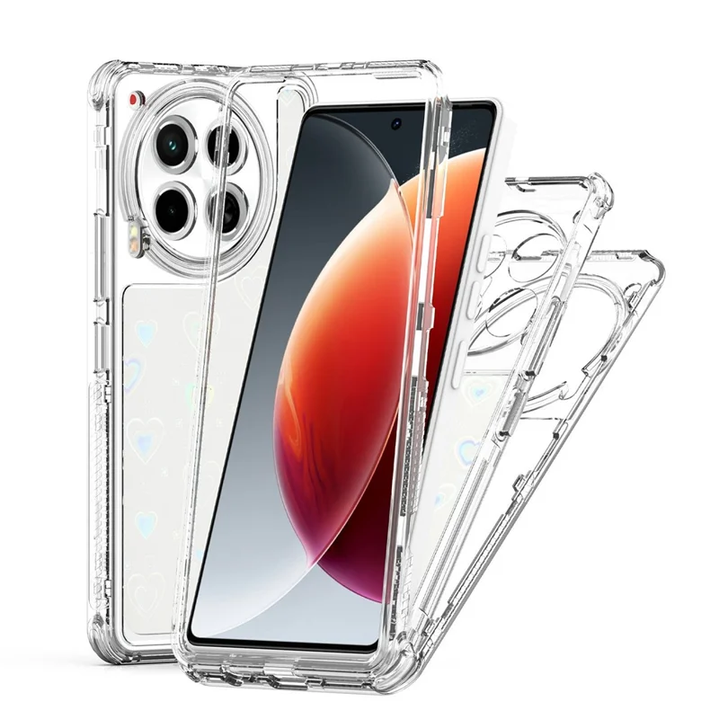 TECNO Camon 30 4G / 5G Hülle Präzise Ausschnitte Acryl-TPU-Klare Handyhülle mit Laser-bedrucktem Film - Herzen