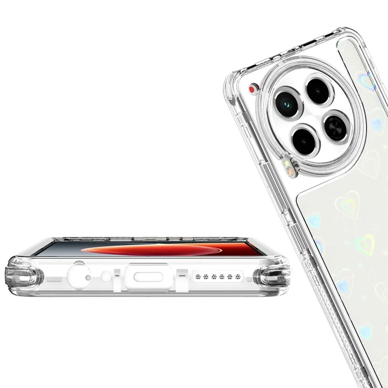 TECNO Camon 30 4G / 5G Hülle Präzise Ausschnitte Acryl-TPU-Klare Handyhülle mit Laser-bedrucktem Film - Herzen