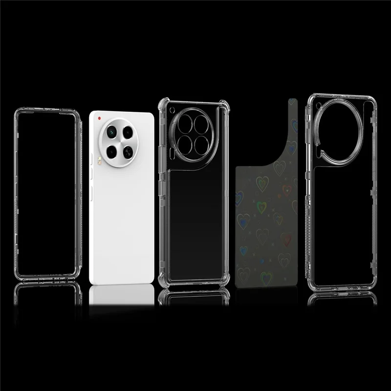 TECNO Camon 30 4G / 5G Hülle Präzise Ausschnitte Acryl-TPU-Klare Handyhülle mit Laser-bedrucktem Film - Herzen