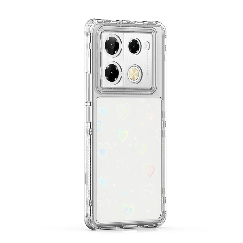 Clear Phone Case for Infinix Note 40 Pro 4G / 5G / Note 40 Pro+ Precise Cutouts Acrylic TPU Cover with Laser-printed Film - Hearts