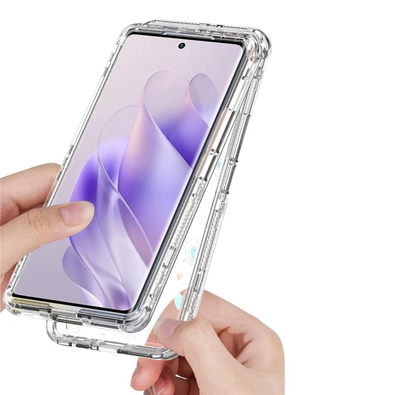 Clear Phone Case for Infinix Note 40 Pro 4G / 5G / Note 40 Pro+ Precise Cutouts Acrylic TPU Cover with Laser-printed Film - Hearts
