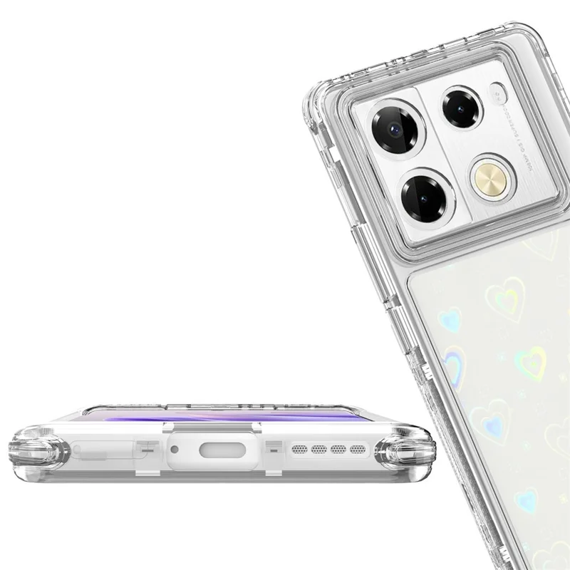 Clear Phone Case for Infinix Note 40 Pro 4G / 5G / Note 40 Pro+ Precise Cutouts Acrylic TPU Cover with Laser-printed Film - Hearts
