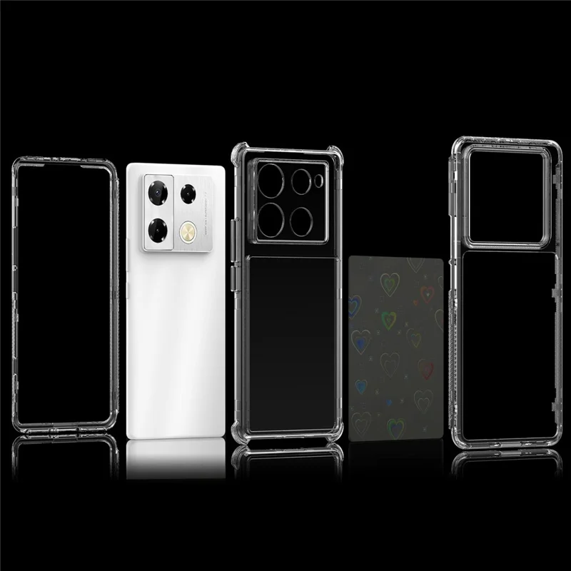 Clear Phone Case for Infinix Note 40 Pro 4G / 5G / Note 40 Pro+ Precise Cutouts Acrylic TPU Cover with Laser-printed Film - Hearts