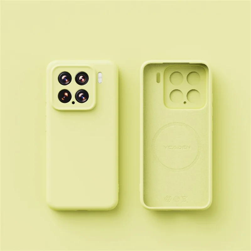 Étui YCADEN pour Xiaomi 15 Compatible avec MagSafe Découpes Précises Couverture Arrière de Téléphone PC + TPU - Jaune Crème