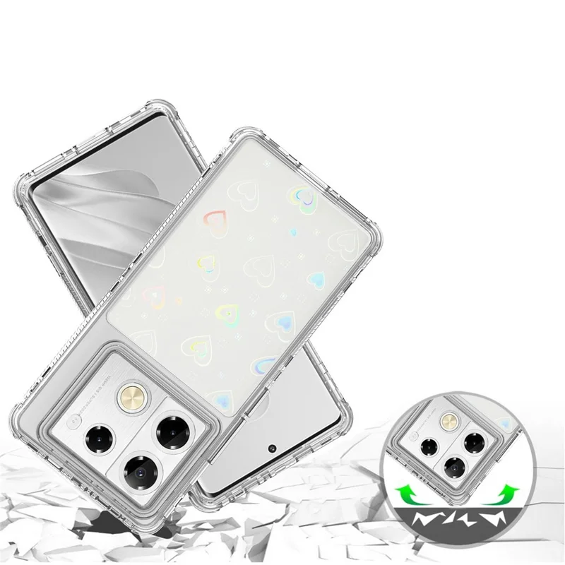 For Infinix Note 40 / GT 20 Pro 5G Case Precise Cutouts Acrylic TPU Clear Phone Cover with Laser-printed Film - Hearts