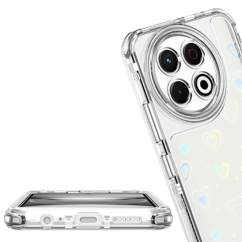 Per TECNO Spark 30 Pro 4G Custodia Tagli precisi Acrilico TPU Custodia telefonica trasparente con pellicola stampata al laser - Cuori