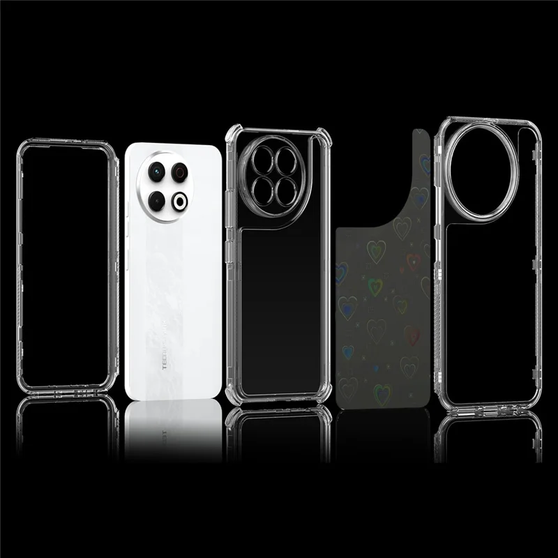 Per TECNO Spark 30 Pro 4G Custodia Tagli precisi Acrilico TPU Custodia telefonica trasparente con pellicola stampata al laser - Cuori