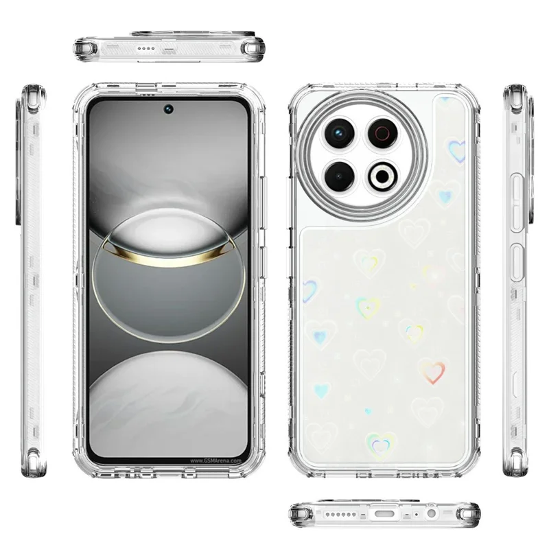 Per TECNO Spark 30 Pro 4G Custodia Tagli precisi Acrilico TPU Custodia telefonica trasparente con pellicola stampata al laser - Cuori