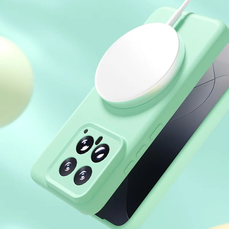 YCADEN Pour Étui Xiaomi 14 Compatible avec MagSafe Découpes Précises Coque Arrière de Téléphone PC + TPU - Vert Herbe