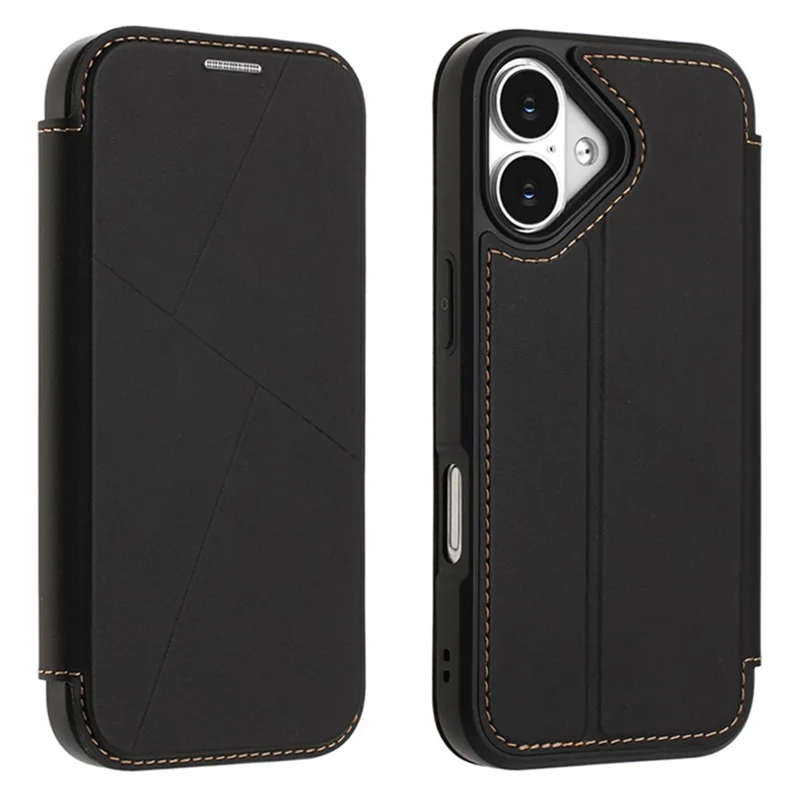 For iPhone 17 Case Magnetic Closure Card Slot Leather Flip Phone Cover - Black