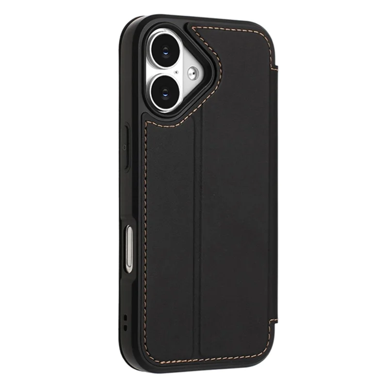 For iPhone 17 Case Magnetic Closure Card Slot Leather Flip Phone Cover - Black
