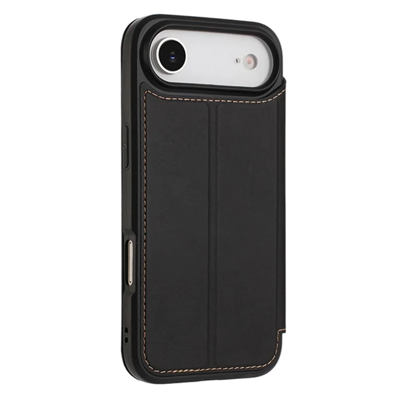 For iPhone 17 Air Case Magnetic Closure Card Slot Leather Flip Phone Cover - Black