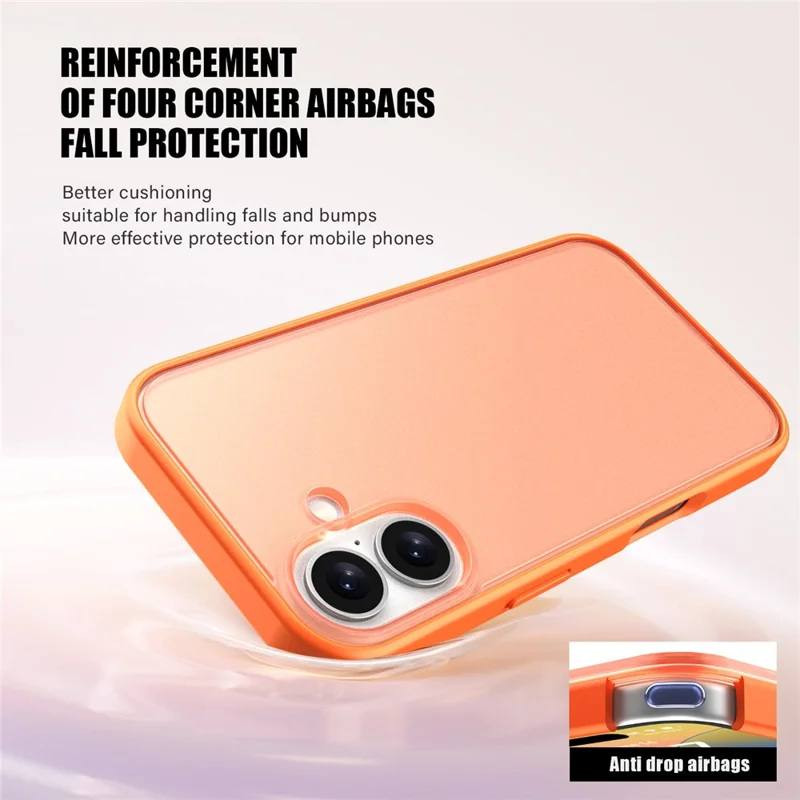 For iPhone 16 Case Skin Feel Frosted PC + TPU Protective Phone Cover - Orange
