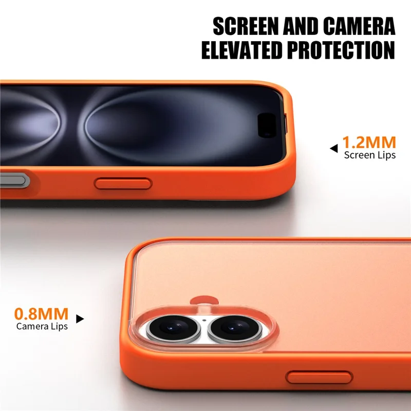 For iPhone 16 Case Skin Feel Frosted PC + TPU Protective Phone Cover - Orange