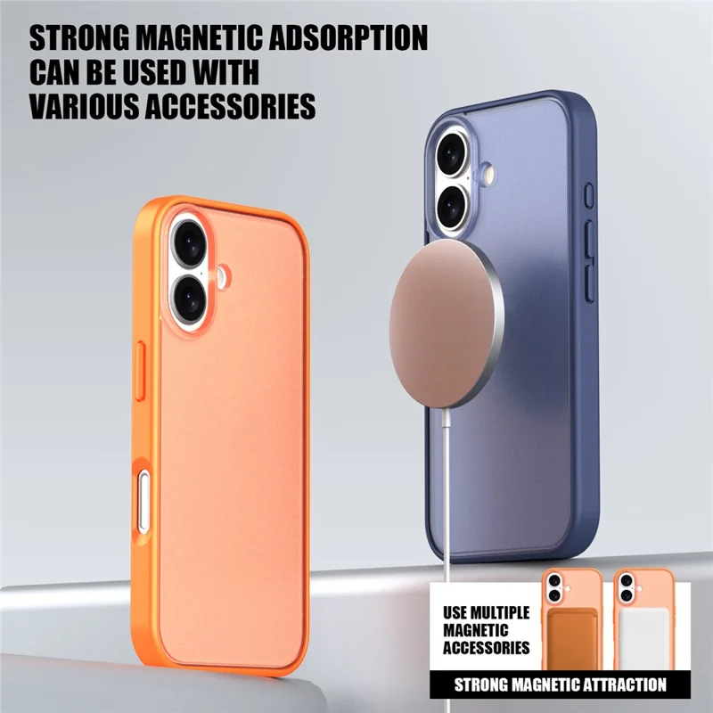 For iPhone 16 Case Skin Feel Frosted PC + TPU Protective Phone Cover - Orange