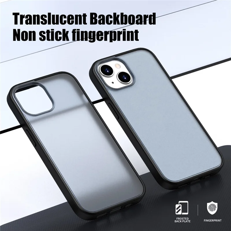 For iPhone 15 Plus Case Skin Feel Frosted PC + TPU Protective Phone Cover - Black