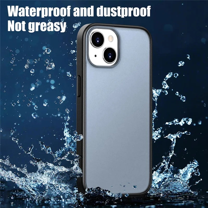 For iPhone 15 Plus Case Skin Feel Frosted PC + TPU Protective Phone Cover - Black