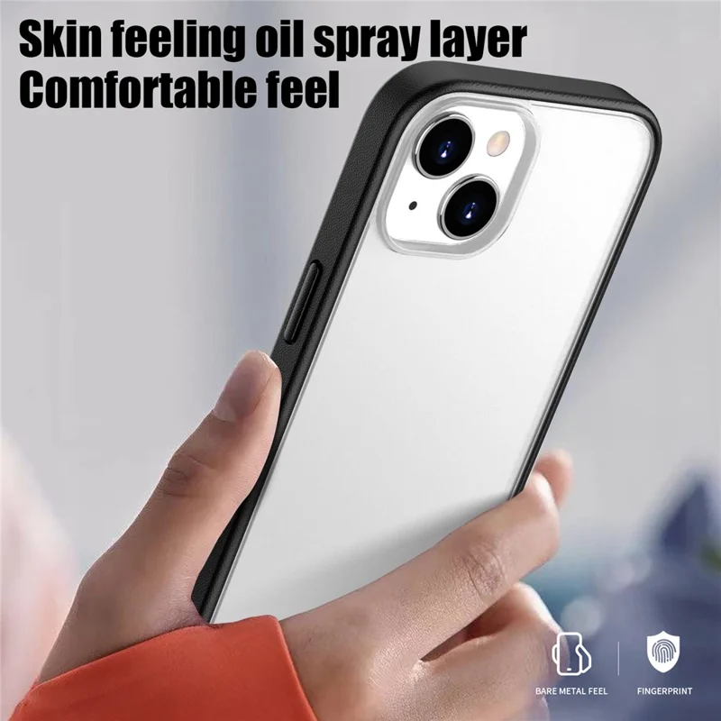 For iPhone 15 Plus Case Skin Feel Frosted PC + TPU Protective Phone Cover - Black