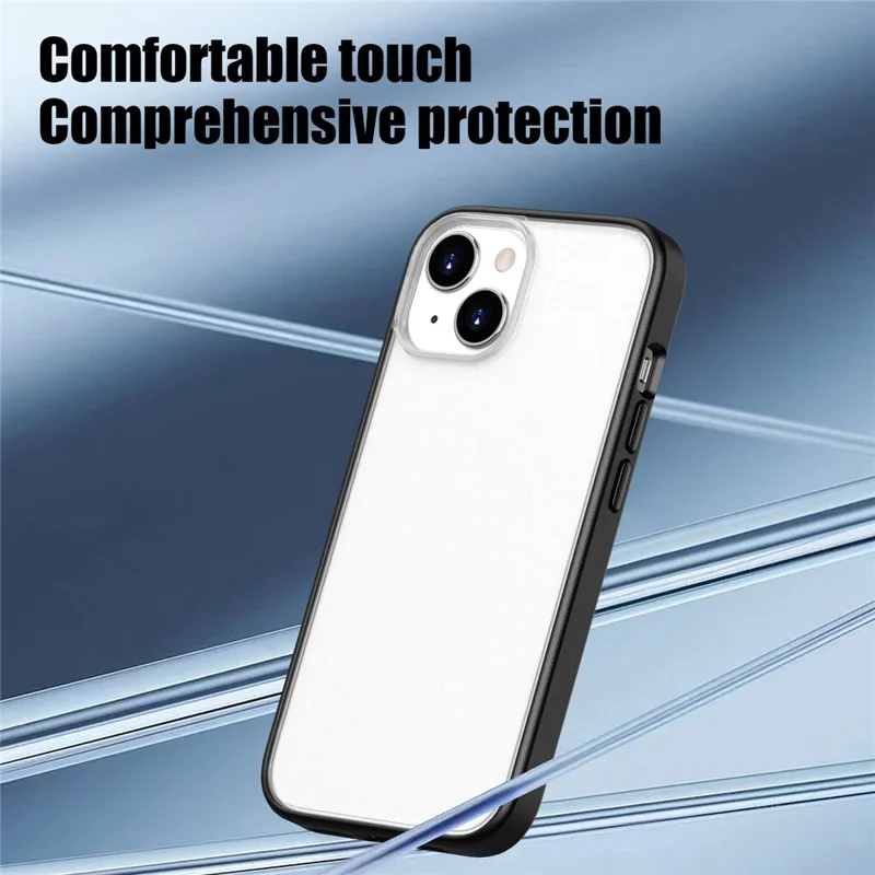 For iPhone 15 Plus Case Skin Feel Frosted PC + TPU Protective Phone Cover - Black
