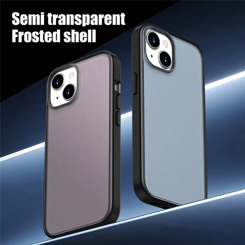 For iPhone 15 Plus Case Skin Feel Frosted PC + TPU Protective Phone Cover - Black