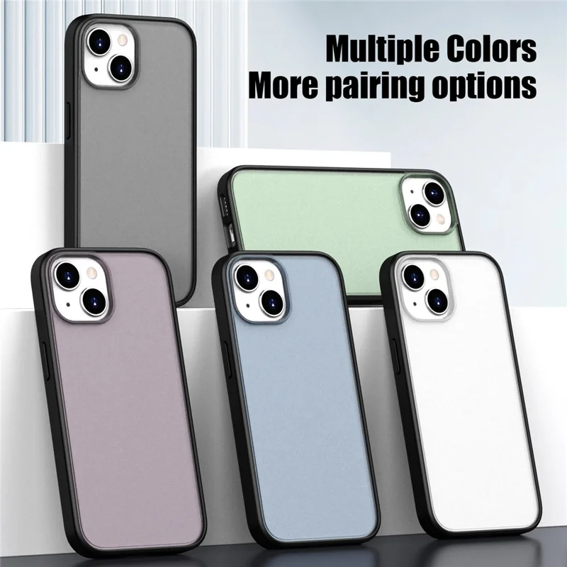 For iPhone 15 Plus Case Skin Feel Frosted PC + TPU Protective Phone Cover - Black