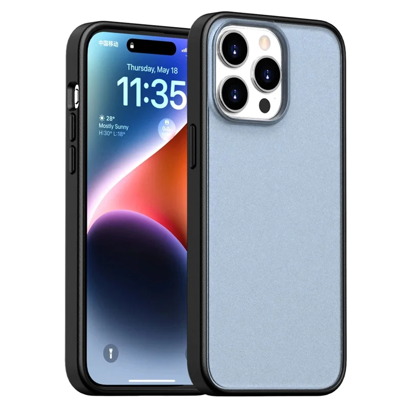 Étui pour iPhone 15 Pro - Coque de protection effet givré PC + TPU - Bleu