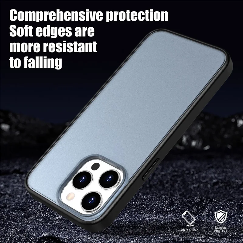 Étui pour iPhone 15 Pro - Coque de protection effet givré PC + TPU - Bleu