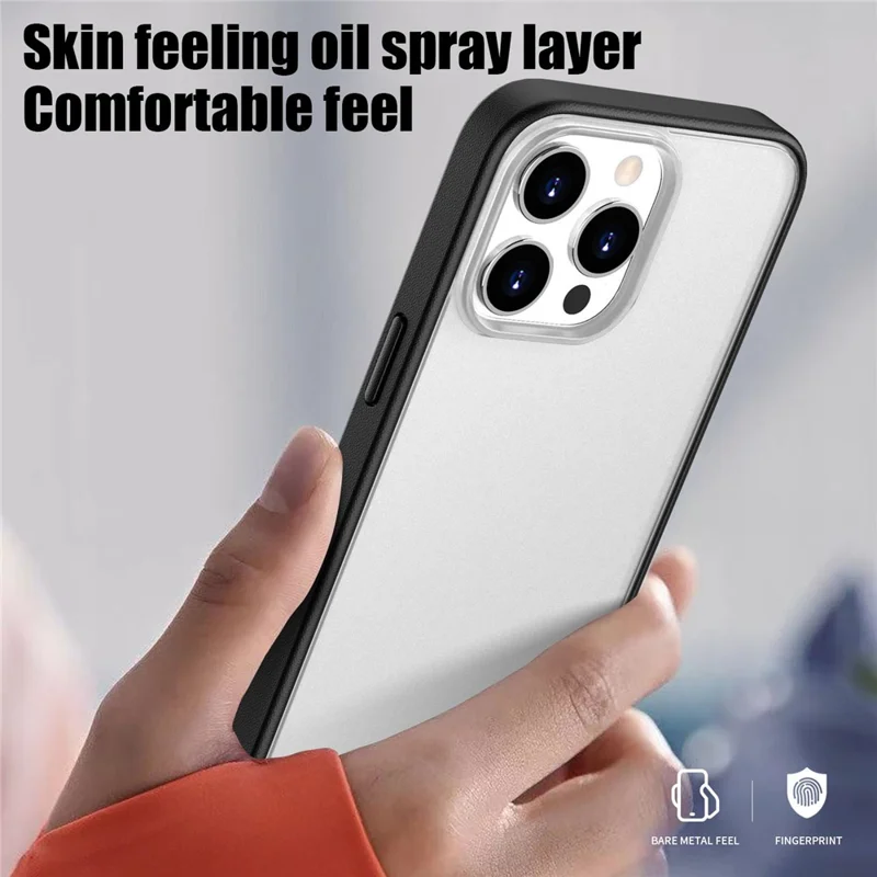 Étui pour iPhone 15 Pro Max Aspect Givré PC + TPU Coque de Protection pour Téléphone - Bleu