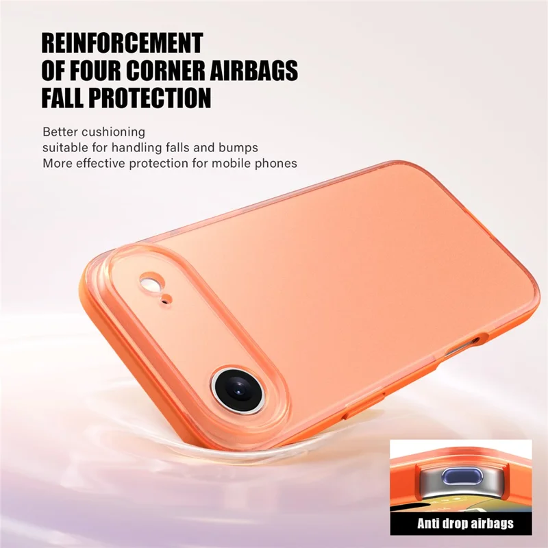 Étui Skin Feel Givré PC + TPU pour iPhone 17 - Couverture de Protection Téléphone - Orange