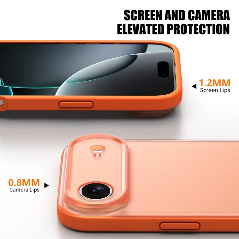Étui Skin Feel Givré PC + TPU pour iPhone 17 - Couverture de Protection Téléphone - Orange