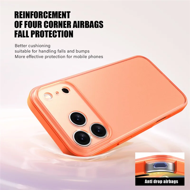 Étui pour iPhone 17 Pro Max Peau Sensorielle Givré PC + Housse de Protection TPU - Orange