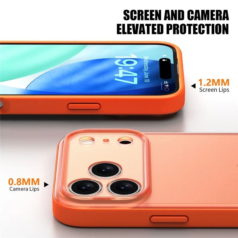 Étui pour iPhone 17 Pro Effet Givré PC + TPU Housse de Protection pour Téléphone - Orange