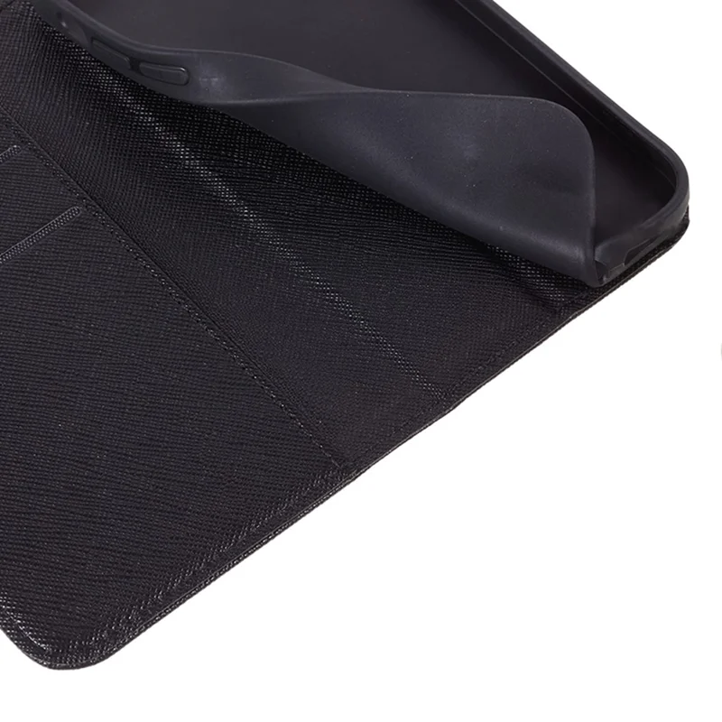 For Samsung Galaxy A17 5G / A26 5G Case Cross Texture Leather Phone Cover Hidden Magnetic - Black
