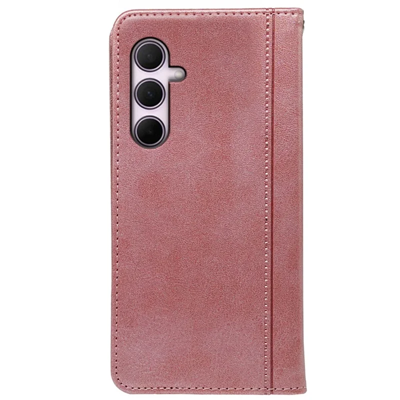 For Samsung Galaxy A17 5G / A26 5G Case Hidden Magnetic Closure Calf Texture Leather Phone Cover - Rose Gold
