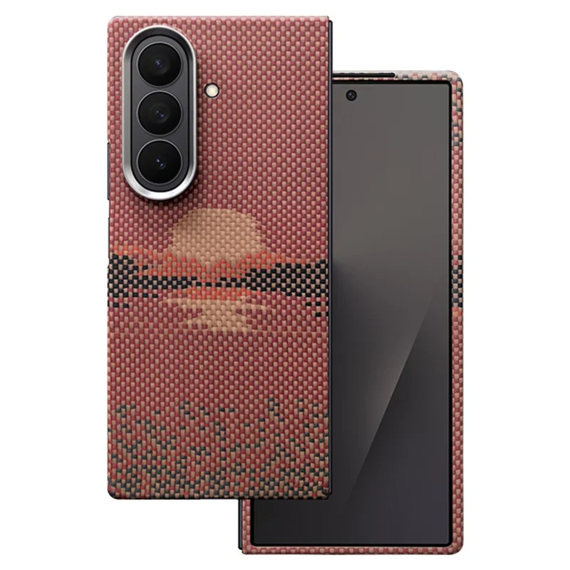 For Samsung Galaxy Z Fold7 5G Magnetic Case Aramid Fiber Phone Cover with Metal Lens Frame / Front Frame - Sun