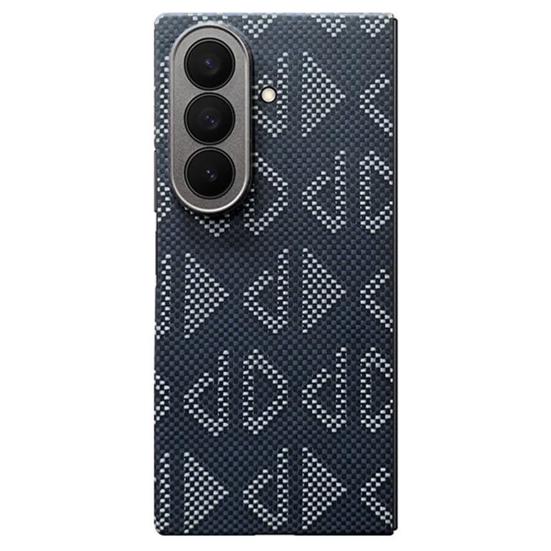 Per Samsung Galaxy Z Fold7 5G Custodia magnetica Tagli precisi Motivo geometrico Fibra di aramide Custodia per telefono con cornice metallica per obiettivo / cornice frontale
