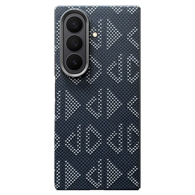 Per Samsung Galaxy Z Fold7 5G Custodia magnetica Motivo geometrico Fibra di aramide Custodia per telefono con cornice metallica per lenti / Cornice anteriore
