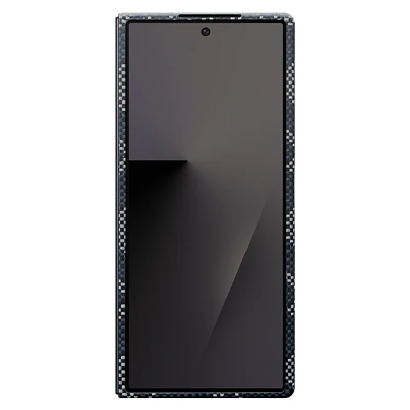 Per Samsung Galaxy Z Fold7 5G Custodia magnetica Motivo geometrico Fibra di aramide Custodia per telefono con cornice metallica per lenti / Cornice anteriore