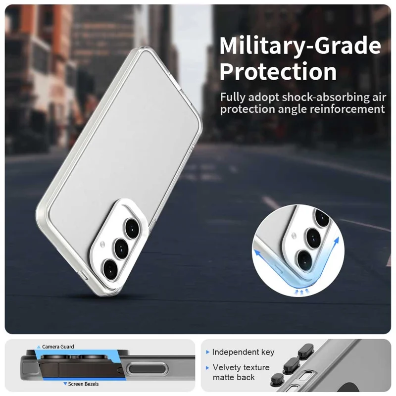 For Samsung Galaxy S25 FE Case PC + TPU + PET Matte Anti-Drop Phone Back Cover - White