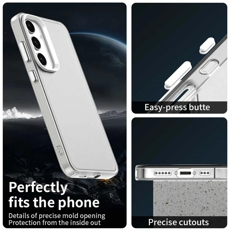 For Samsung Galaxy S25 FE Case PC + TPU + PET Matte Anti-Drop Phone Back Cover - White