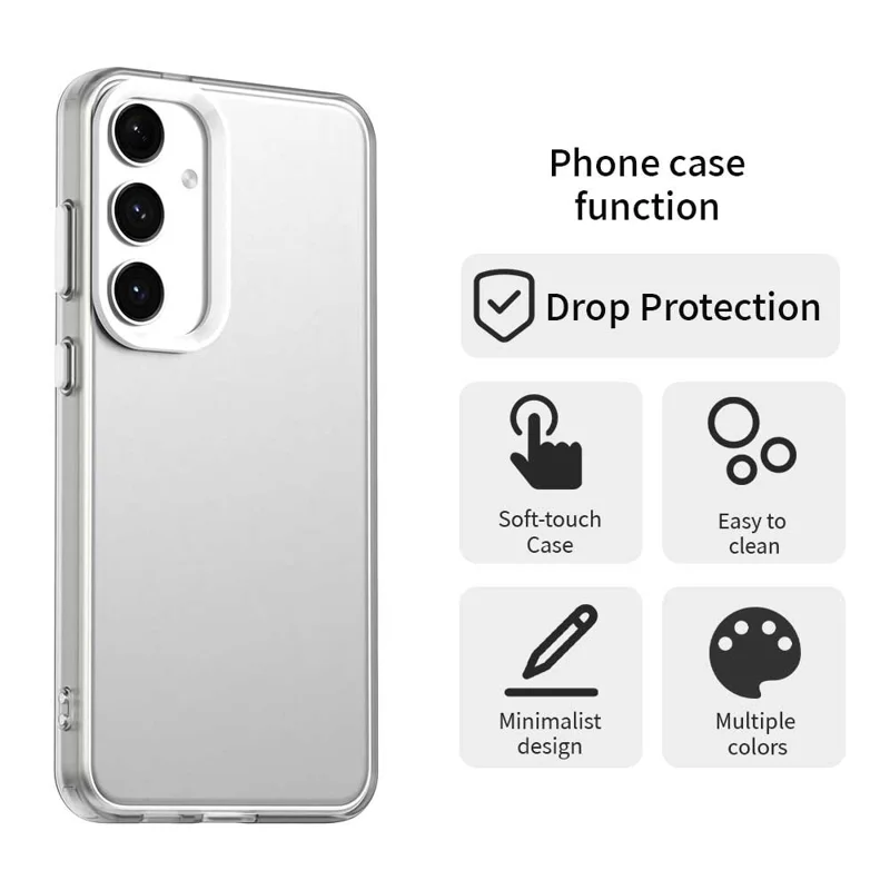 For Samsung Galaxy S25 FE Case PC + TPU + PET Matte Anti-Drop Phone Back Cover - White