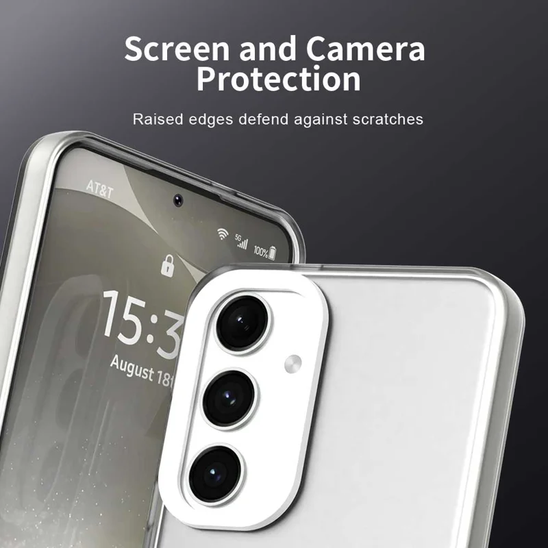 For Samsung Galaxy S25 FE Case PC + TPU + PET Matte Anti-Drop Phone Back Cover - White