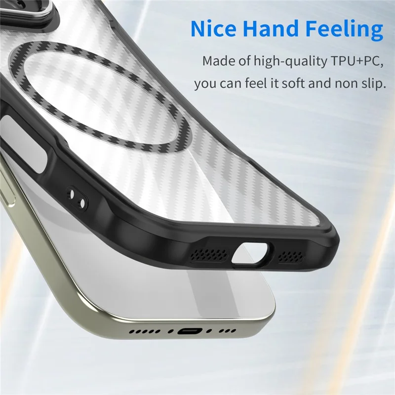 For Samsung Galaxy S25 FE Case Compatible with MagSafe Hybrid Phone Cover Carbon Fiber - Black