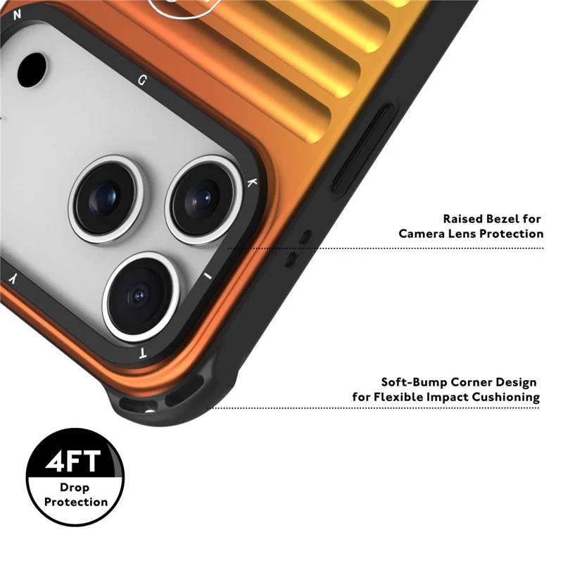 YOUNGKIT For iPhone 17 Pro Case Suitcase Style TPU + Aluminium Alloy Laser Gradient Phone Cover - Orange  /  Green  /  Blue
